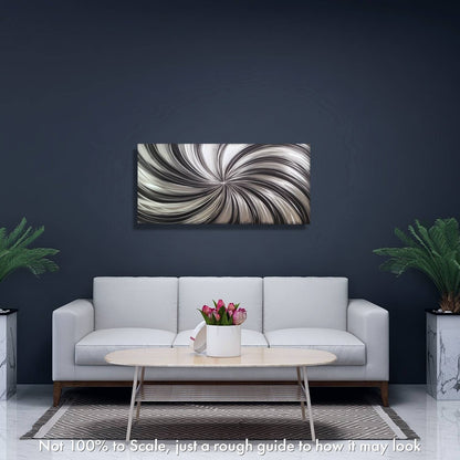 Black & Silver Metal Wall Art Painting Titled Black Spiral - Modern Elements Metal Art - MY7883SX