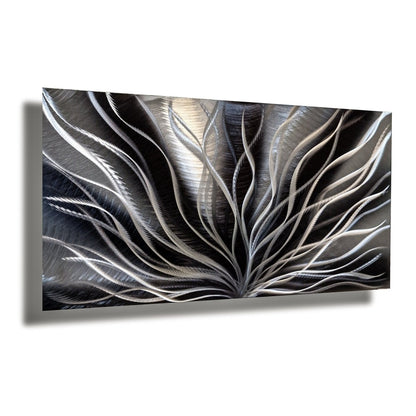 Black Silver Metal Wall Art Sculpture - Contemporary Modern Decor for Home - Modern Elements Metal Art - MA376377K