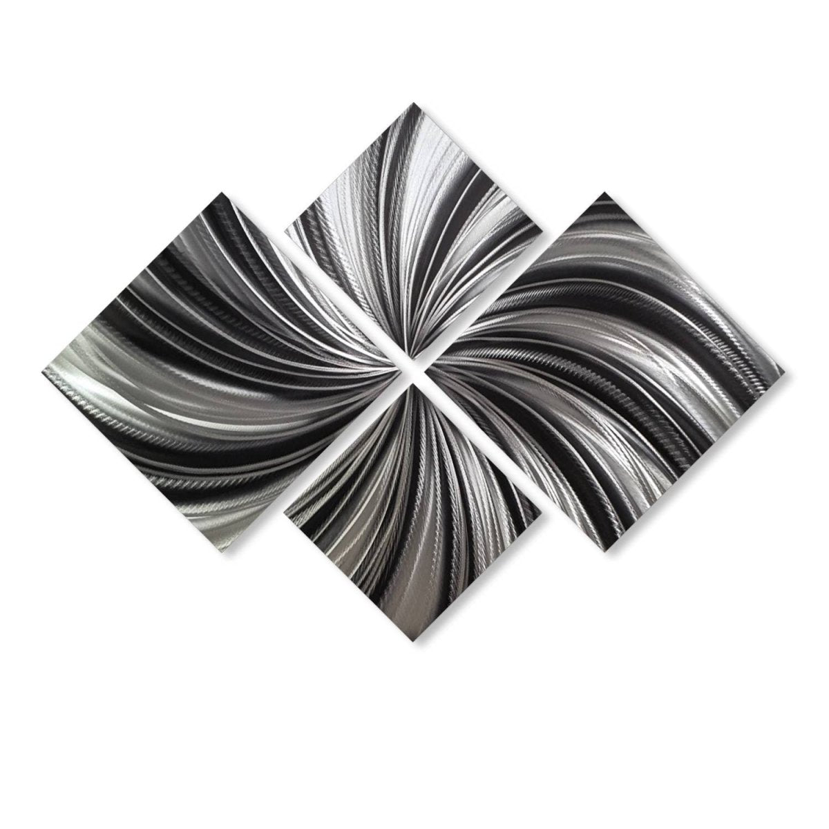 Black & Silver Metal Wall Art Set of 4 Wall Sculpture, Modern Art for Room Decor - Modern Elements Metal Art - ME4U1SX