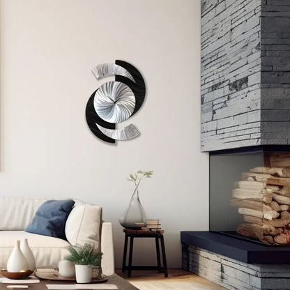 Black Wall Clock Titled "Elliptical" - Modern Elements Metal Art - 2857283892988