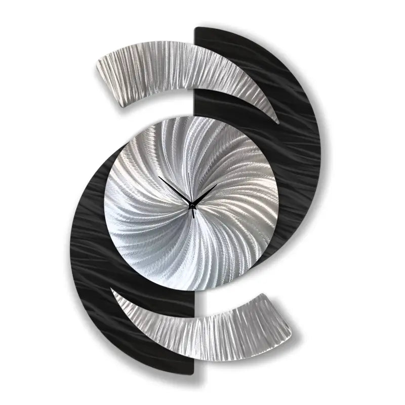 Black Wall Clock Titled "Elliptical" - Modern Elements Metal Art - 2857283892988