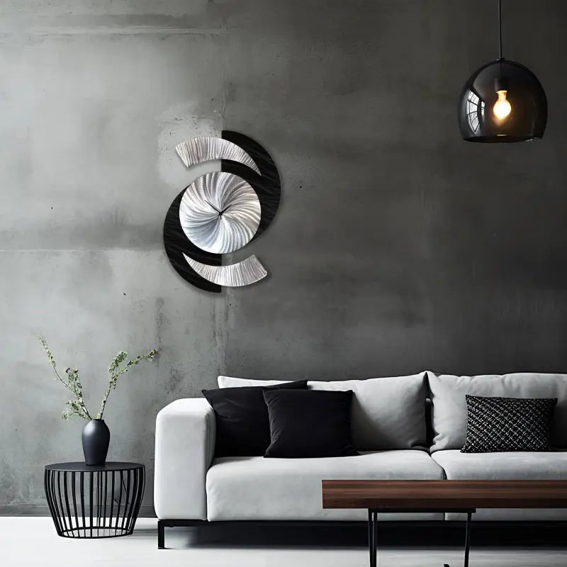 Black Wall Clock Titled "Elliptical" - Modern Elements Metal Art - 2857283892988