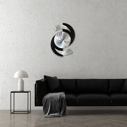 Black Wall Clock Titled "Elliptical" - Modern Elements Metal Art - 2857283892988