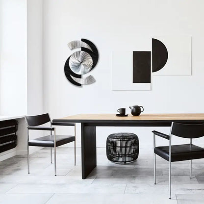 Black Wall Clock Titled "Elliptical" - Modern Elements Metal Art - 2857283892988