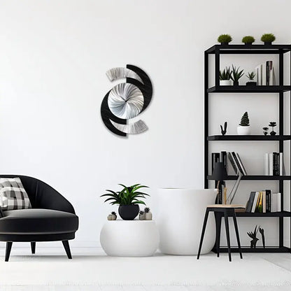 Black Wall Clock Titled "Elliptical" - Modern Elements Metal Art - 2857283892988