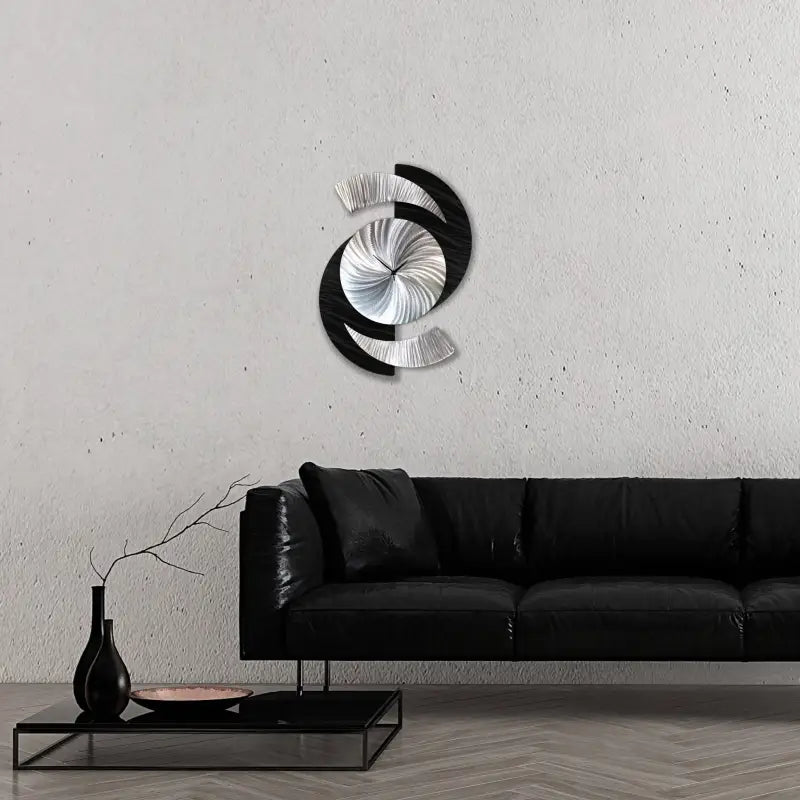 Black Wall Clock Titled "Elliptical" - Modern Elements Metal Art - 2857283892988