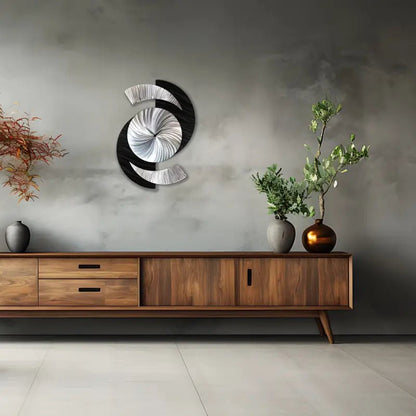 Black Wall Clock Titled "Elliptical" - Modern Elements Metal Art - 2857283892988