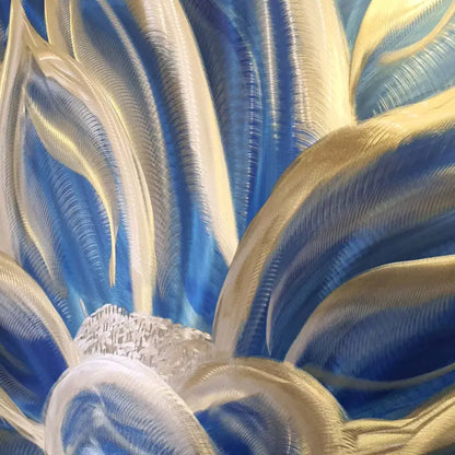 Flower Wall Art Titled "Blue Lotus" - Modern Elements Metal Art
