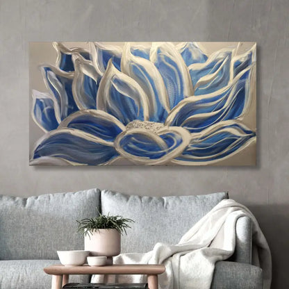 Flower Wall Art Titled "Blue Lotus" - Modern Elements Metal Art