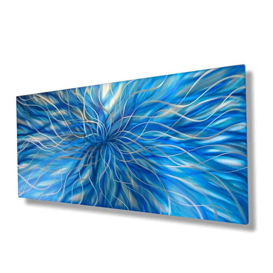 Blue Metal Wall Art Titled "Radiation" - Modern Elements Metal Art - ME368928SX