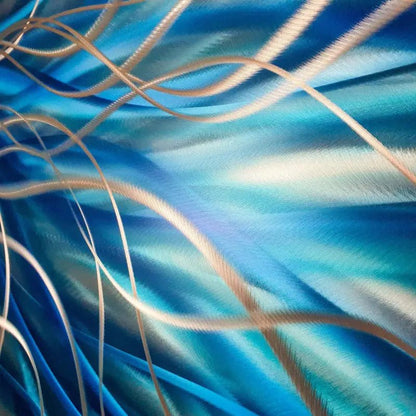 Blue Metal Wall Art Titled "Radiation" - Modern Elements Metal Art - ME368928SX