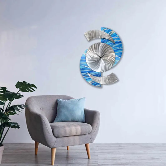 Blue Modern Wall Clock Titled ’Elliptical’ £169.99 Christopher Henderson