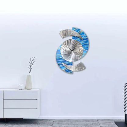 Blue Modern Wall Clock Titled Elliptical - Modern Elements Metal Art - ME83982883CLK97