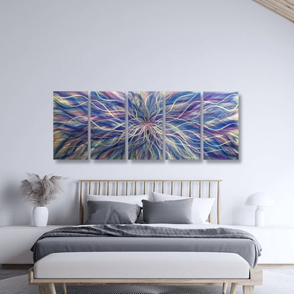 Blue & Purple Large Metal Wall Art – Modern Abstract Botanical Artwork - Modern Elements Metal Art - MH664JL