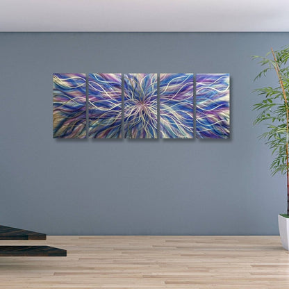 Blue & Purple Large Metal Wall Art – Modern Abstract Botanical Artwork - Modern Elements Metal Art - MH664JL