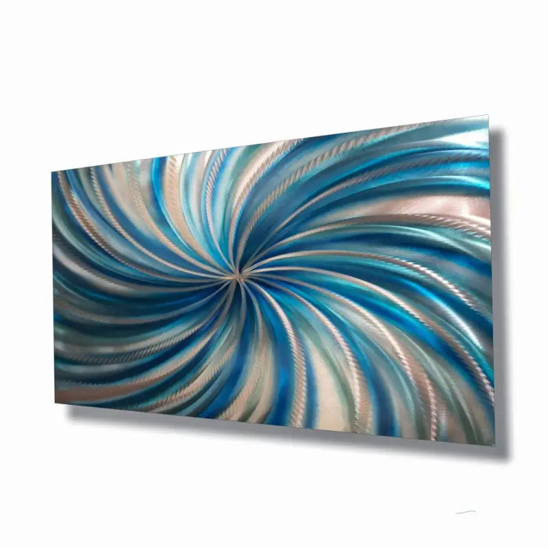 Blue Wall Art Sculpture Titled "Blue Spiral" - Modern Elements Metal Art
