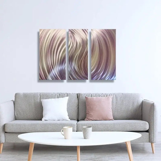 Blush and Silver Metal Wall Art Titled Forces - Modern Elements Metal Art - ME960TE