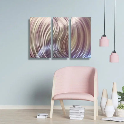 Blush and Silver Metal Wall Art Titled Forces - Modern Elements Metal Art - ME960TE