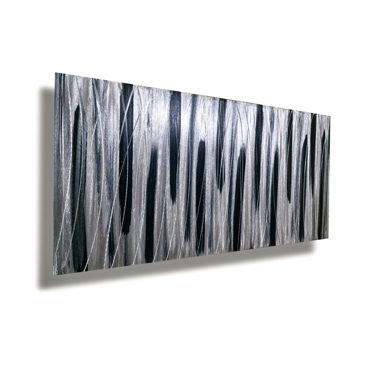 Brush Stroke Black & Silver Metal Wall Art Sculpture, Abstract Painting for Home or Office Decor - Modern Elements Metal Art - MA36828SC