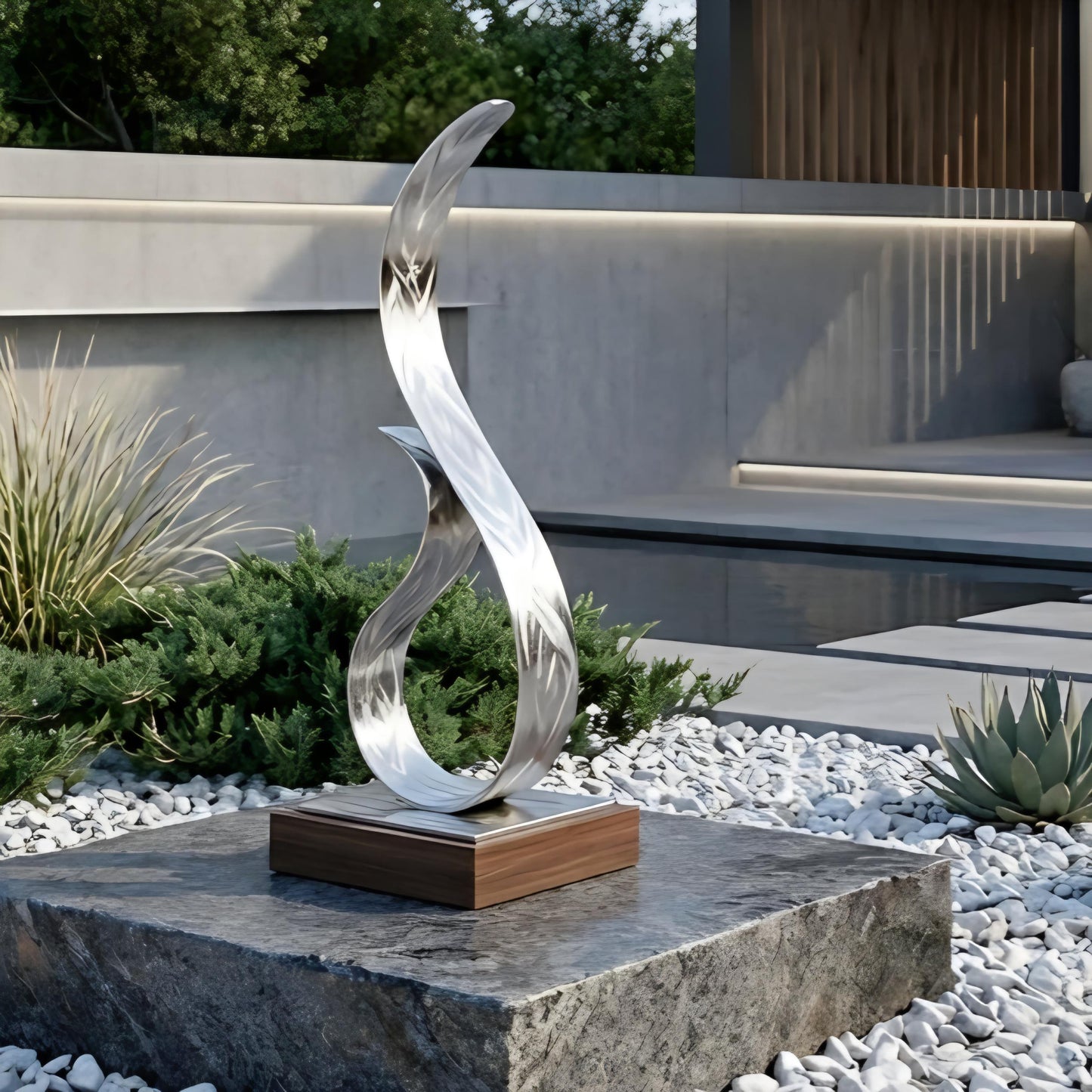 Modern Metal Sculpture in Silver: Wish