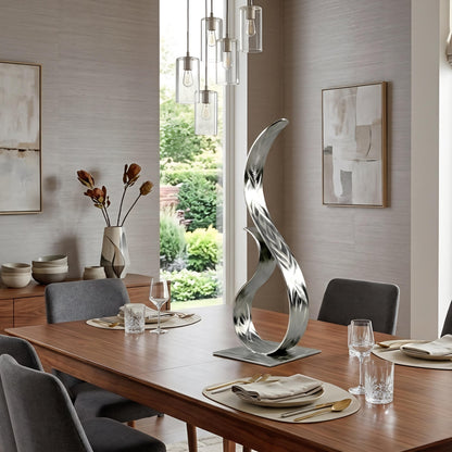 Modern Metal Sculpture in Silver: Wish