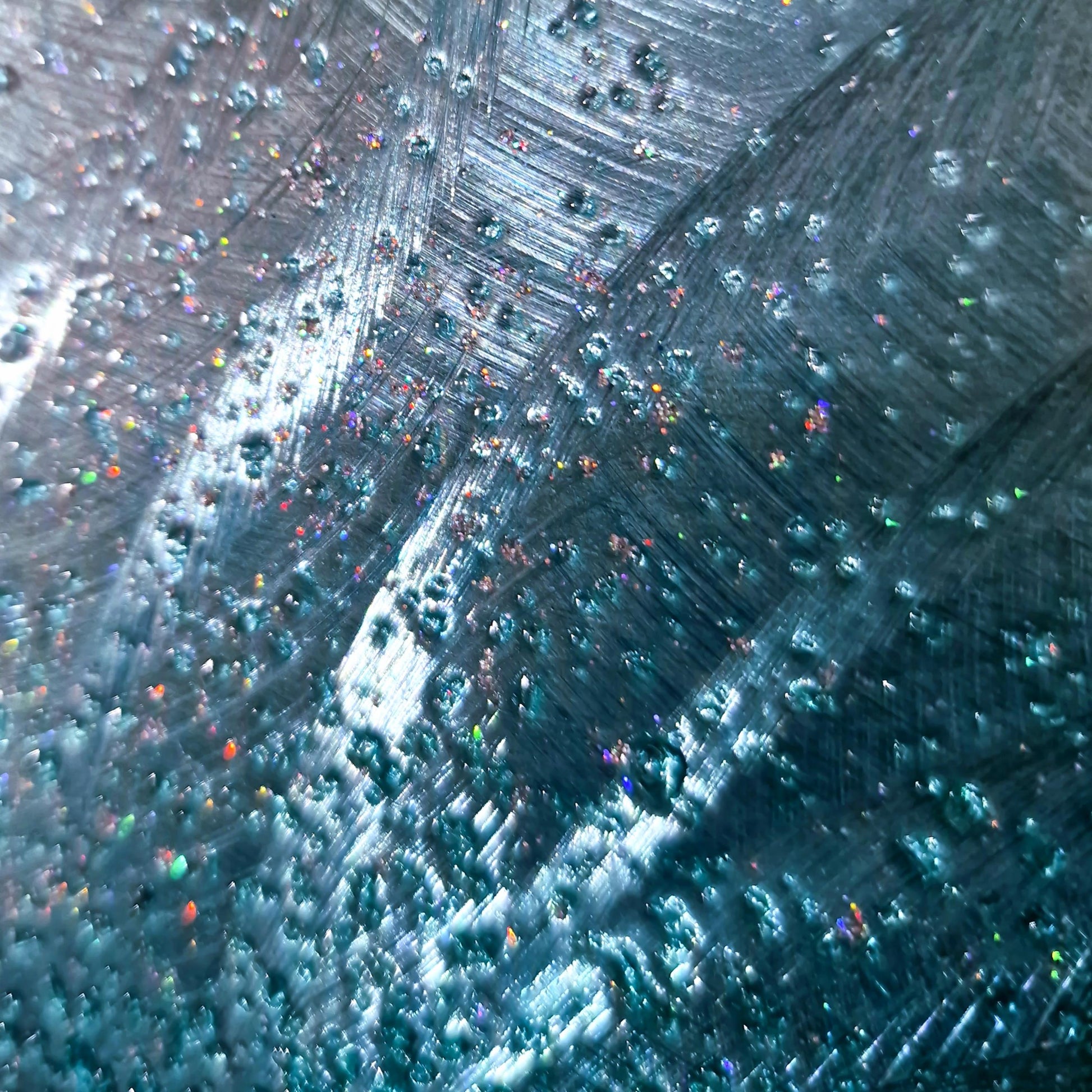 Crushed Glass Turquoise Metal Wall Art Titled "Radion" Limited Edition - Modern Elements Metal Art - ME967965HK