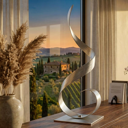 Abstract Metal Sculpture: Silver Handcrafted Luxury Modern Home Decor, Indoor, Outdoor
