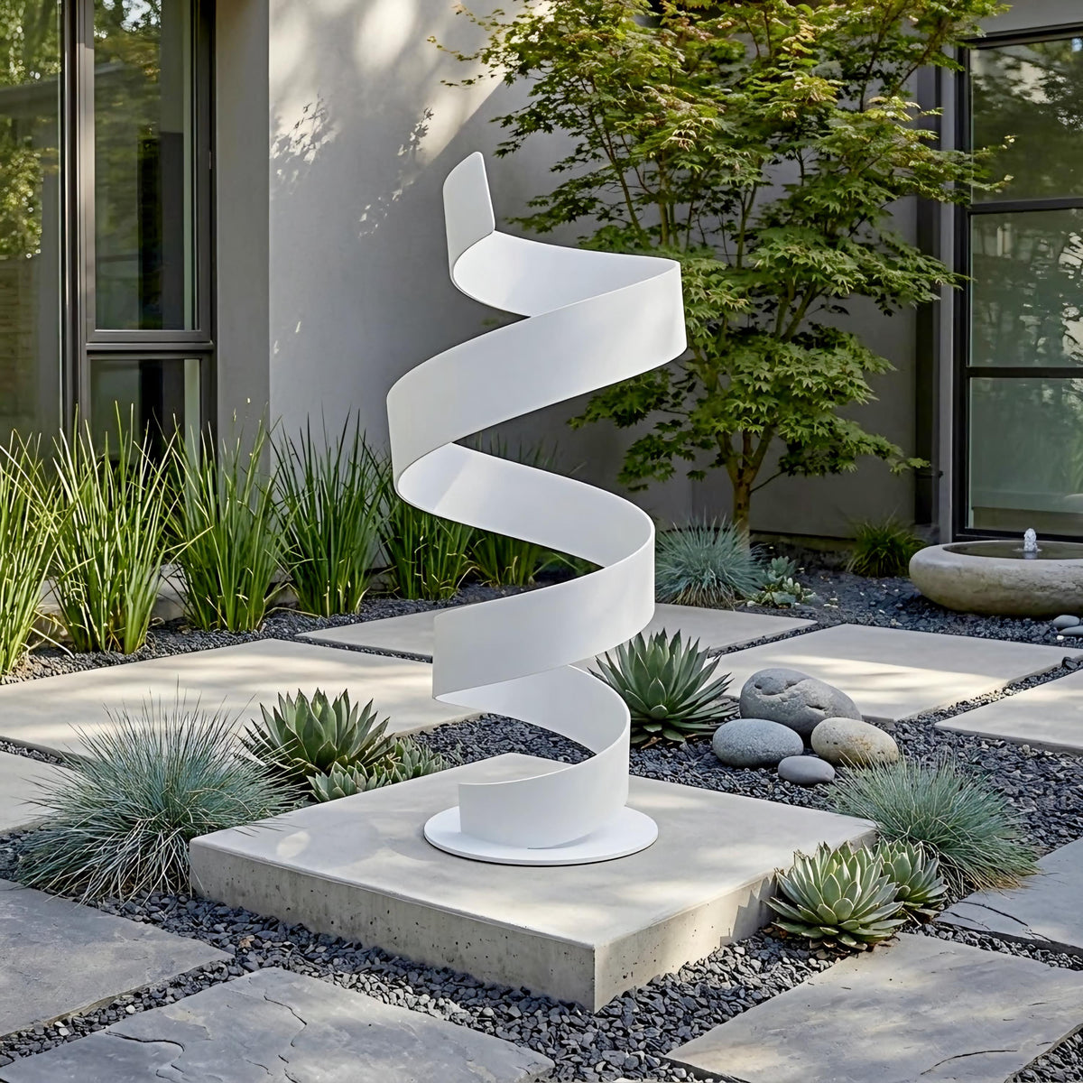 Contemporary Sculpture: White Spiral: Twirl