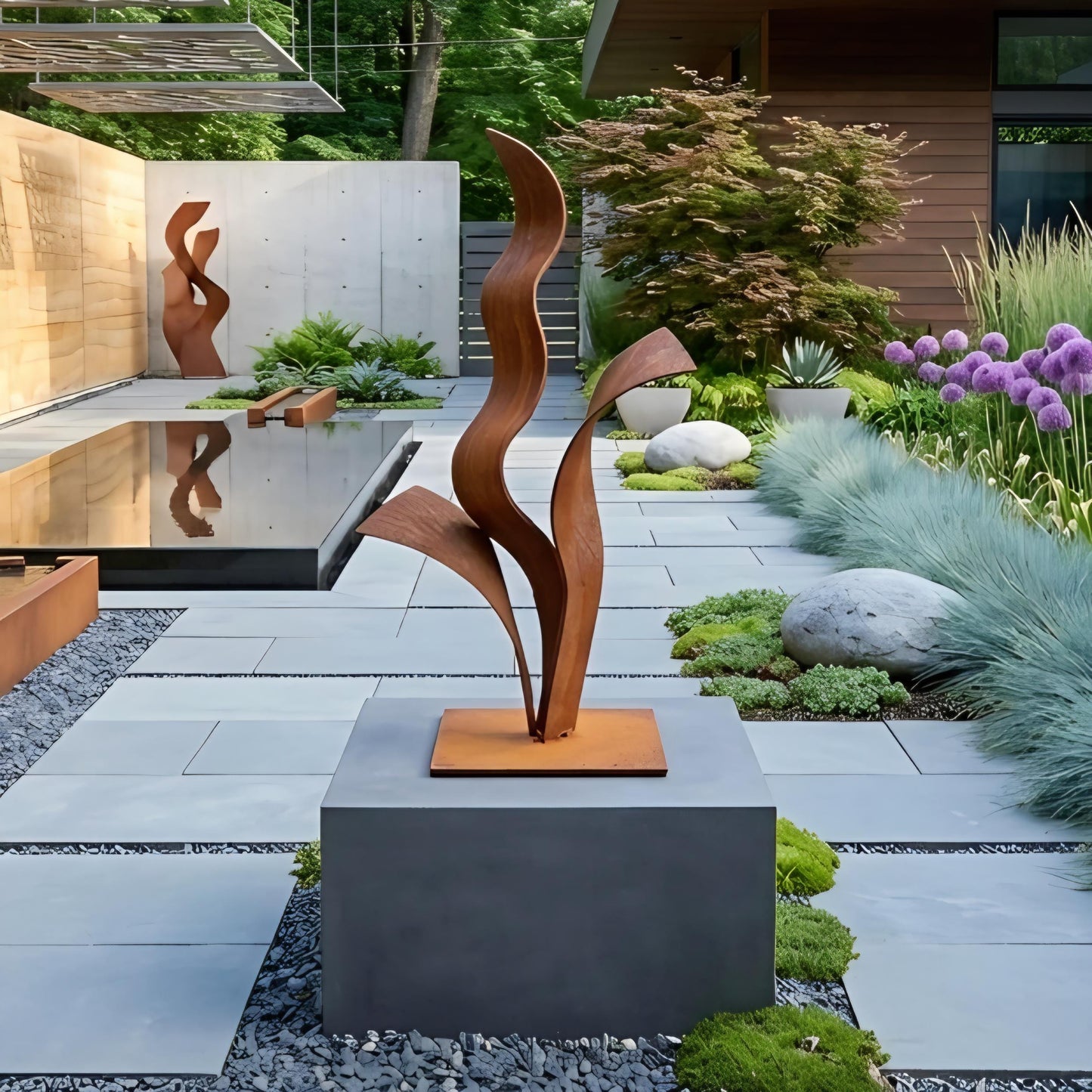 Rustic Metal Plant Sculpture Titled Florez