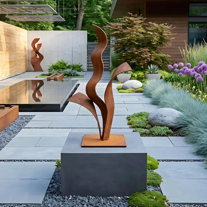 Rustic Metal Plant Sculpture Titled Florez