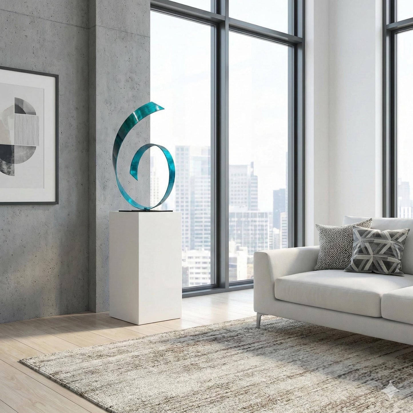Teal Metal Sculpture: Contemporary Handcrafted Luxury Modern Decor