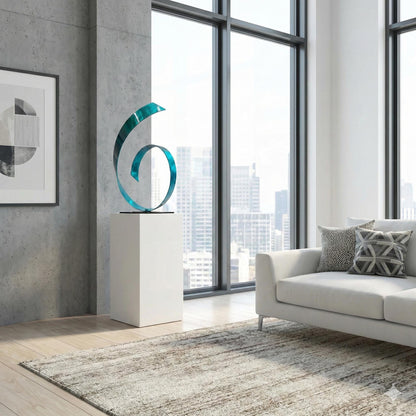 Teal Metal Sculpture: Contemporary Handcrafted Luxury Modern Decor