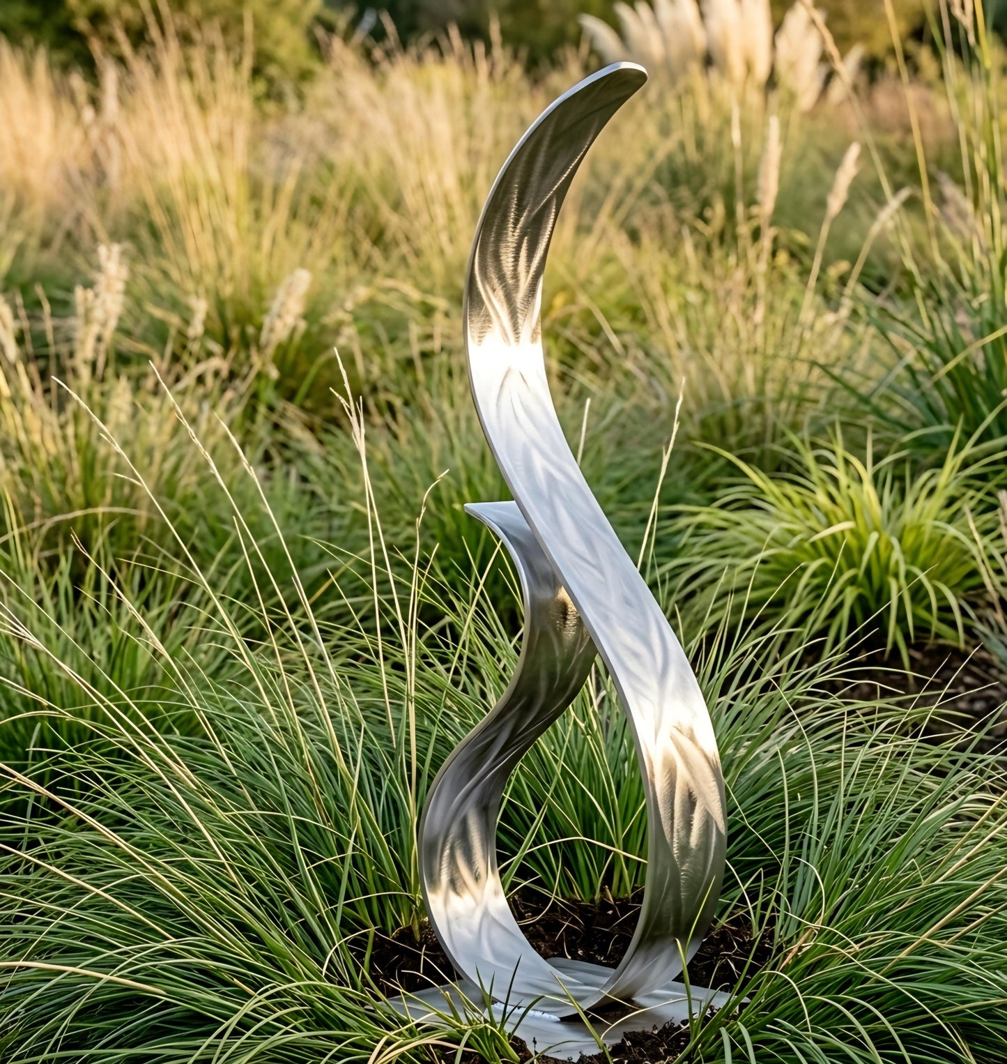 Modern Metal Sculpture in Silver: Wish