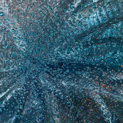 Crushed Glass Turquoise Metal Wall Art Titled "Atomique" Limited Edition