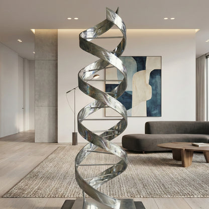 Abstract Metal Sculpture: Luxury Modern Art Titled Helixium