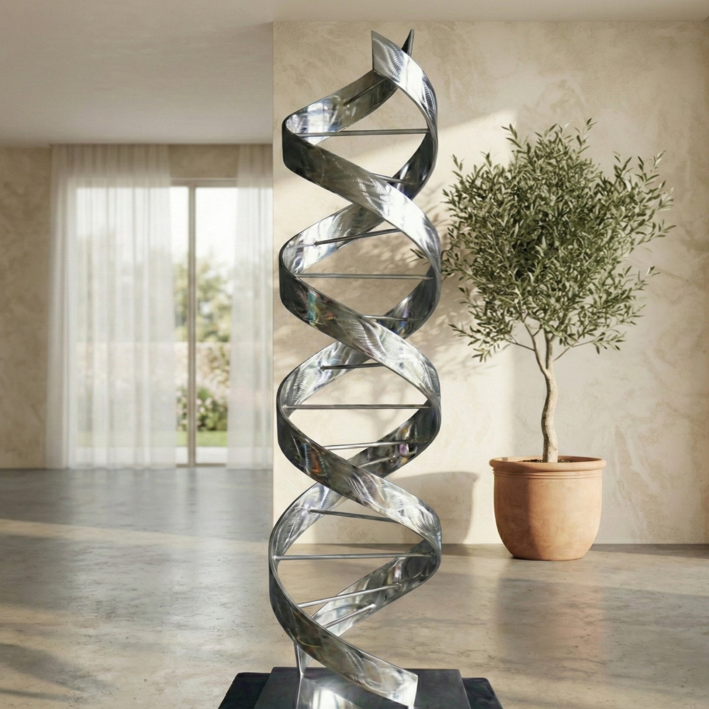 Abstract Metal Sculpture: Luxury Modern Art Titled Helixium