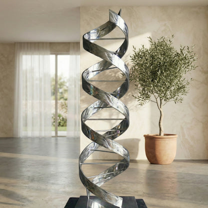 Abstract Metal Sculpture: Luxury Modern Art Titled Helixium