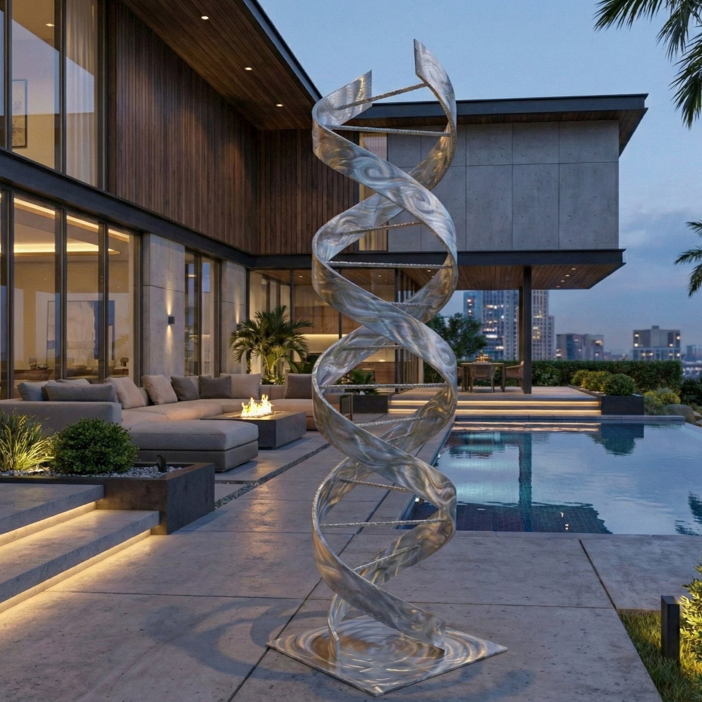 Abstract Metal Sculpture: Luxury Modern Art Titled Helixium