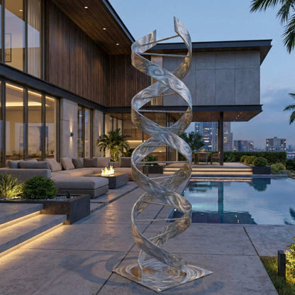 Abstract Metal Sculpture: Luxury Modern Art Titled Helixium