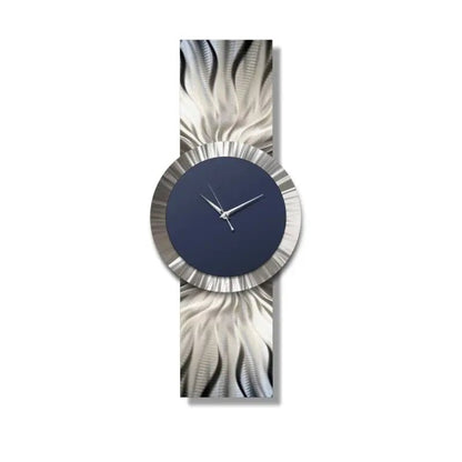 Extra Large Navy Blue Wall Clock Titled Zeta - Modern Elements Metal Art - ME6483D