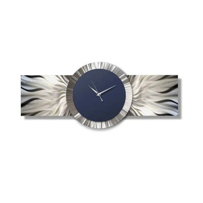 Extra Large Navy Blue Wall Clock Titled Zeta - Modern Elements Metal Art - ME6483D