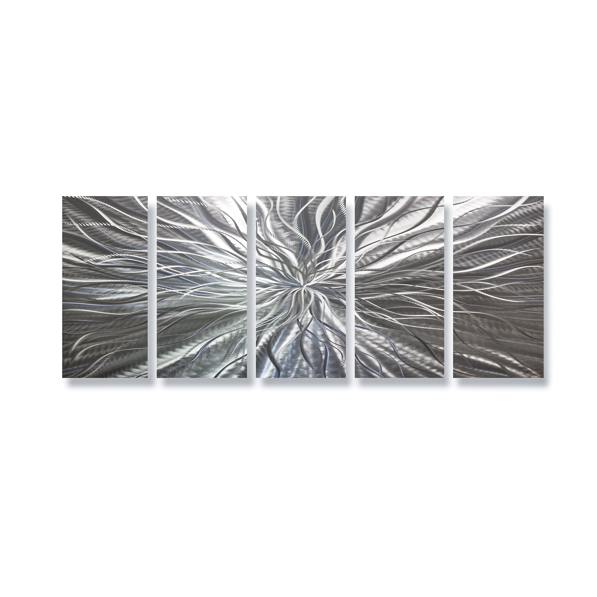 Extra Large Silver Metal Wall Art Titled Radiation (Set of 5) - Modern Elements Metal Art
