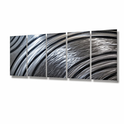 Extra Large Silver Wall Art Titled Riviera (Set of 5) - Modern Elements Metal Art - SKU379KHL