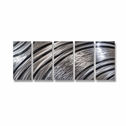 Extra Large Silver Wall Art Titled Riviera (Set of 5) - Modern Elements Metal Art - SKU379KHL