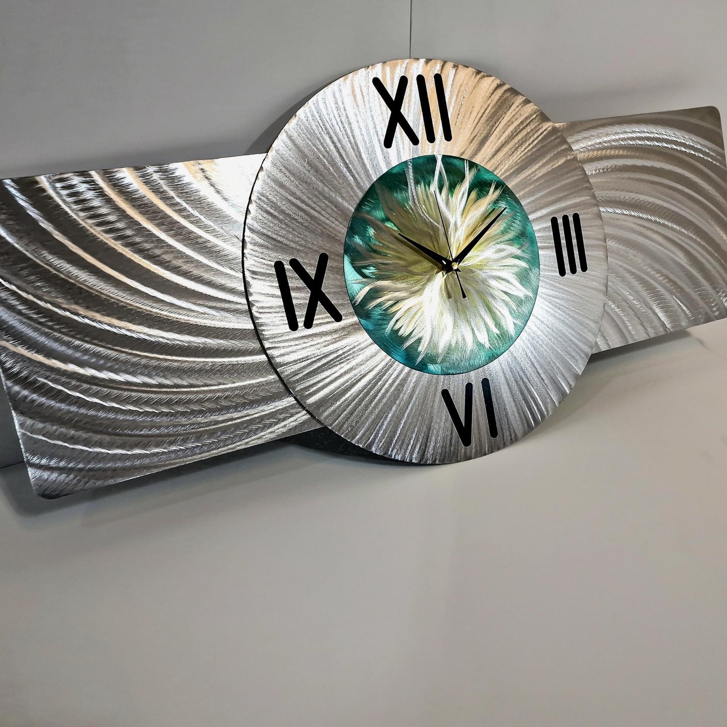 Flower Large Wall Clock Titled Sterling Bloom