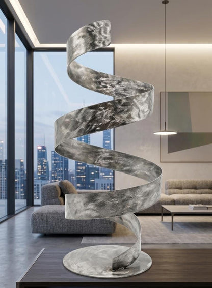 Metal Sculpture: Handcrafted Luxury Modern Art Swirling Indoor or Outdoor Decoration