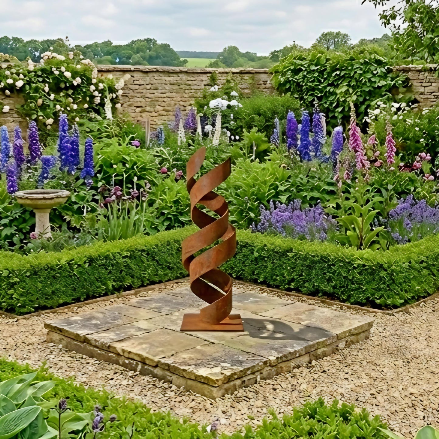 Modern Rusted Metal Spiral Sculpture Titled Twirlix