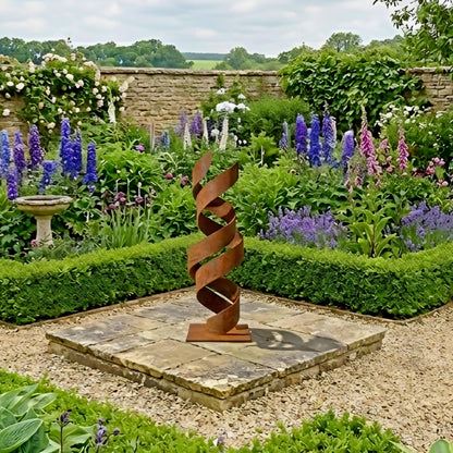 Modern Rusted Metal Spiral Sculpture Titled Twirlix