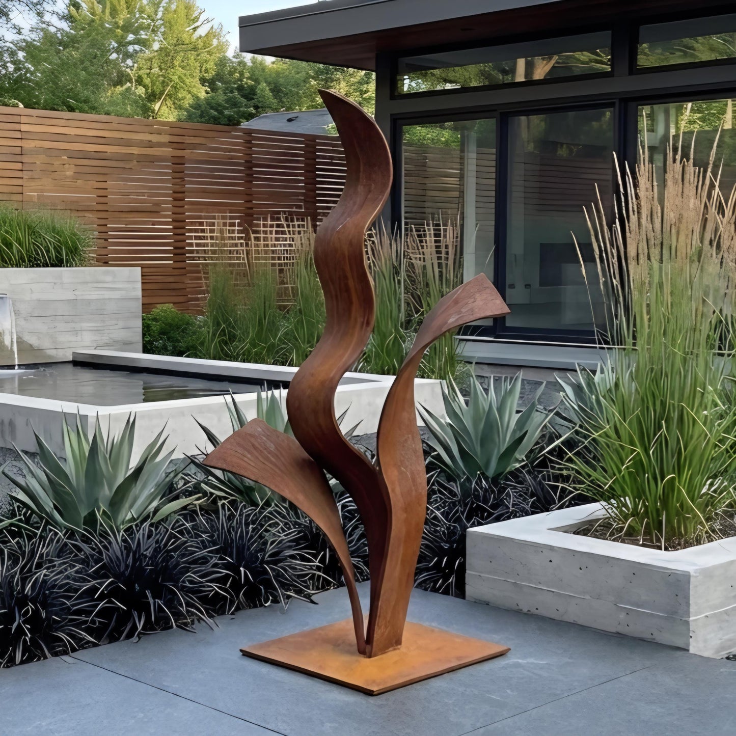 Rustic Metal Plant Sculpture Titled Florez