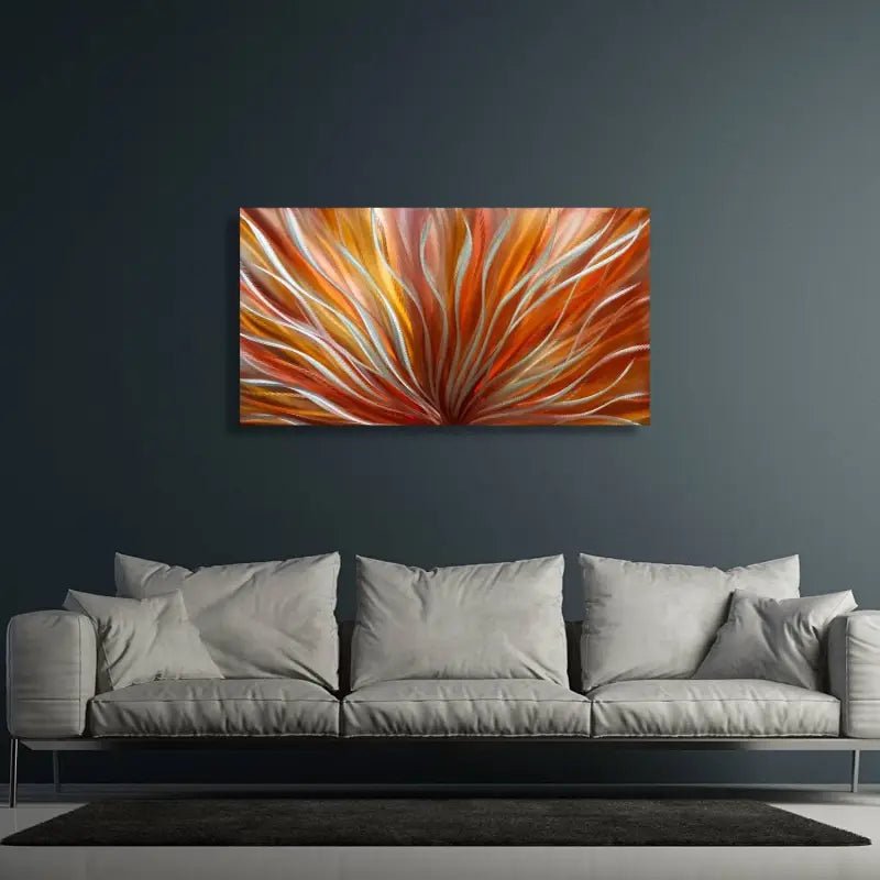 Fire Metal Wall Art Sculpture Titled Modern Flame - Modern Elements Metal Art - ME6789H